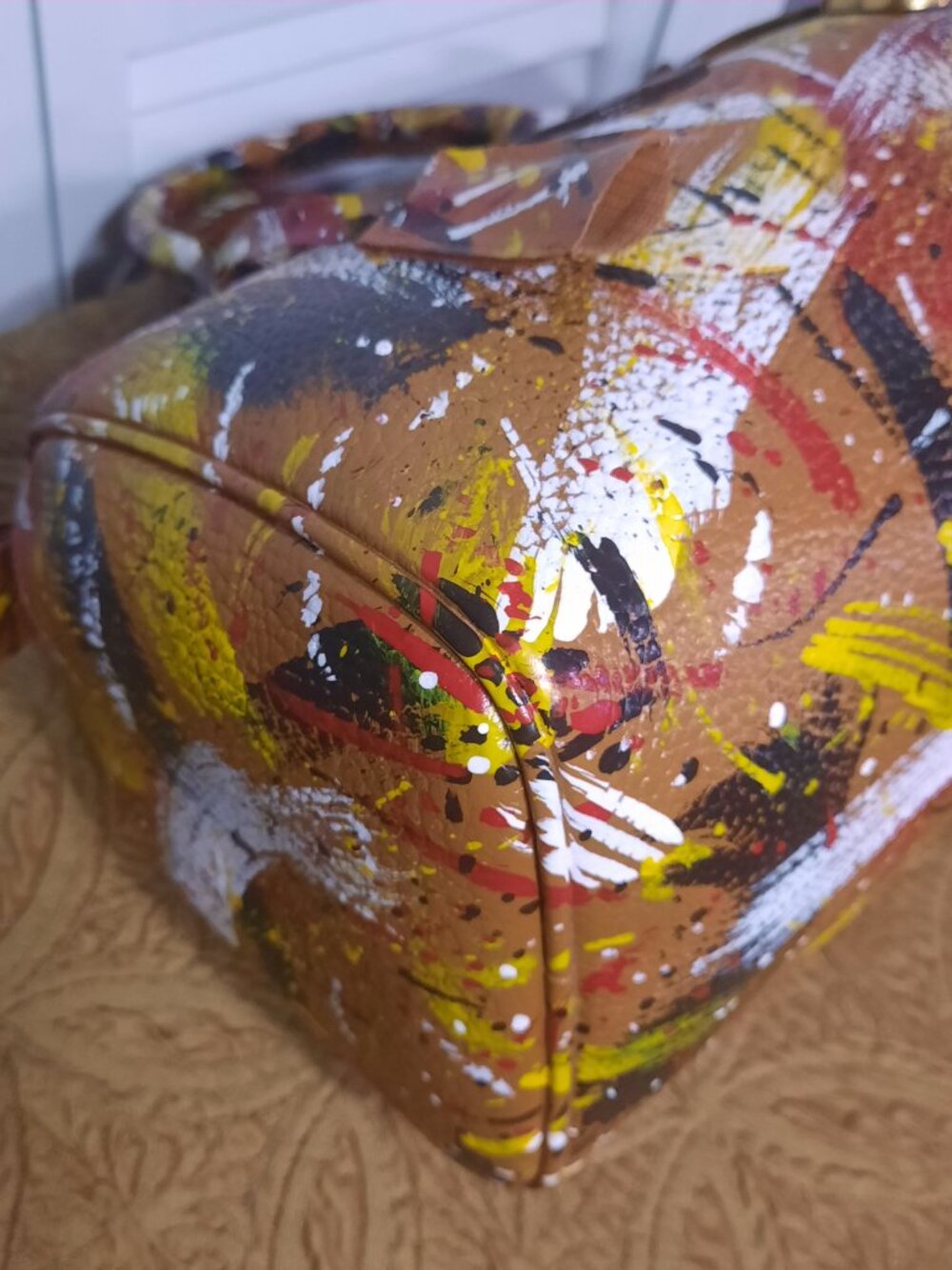 Dooney & Bourke Dipinta Inspired Hand Painted Vintage Speedy Style Barrel Bag - Picture 8 of 16